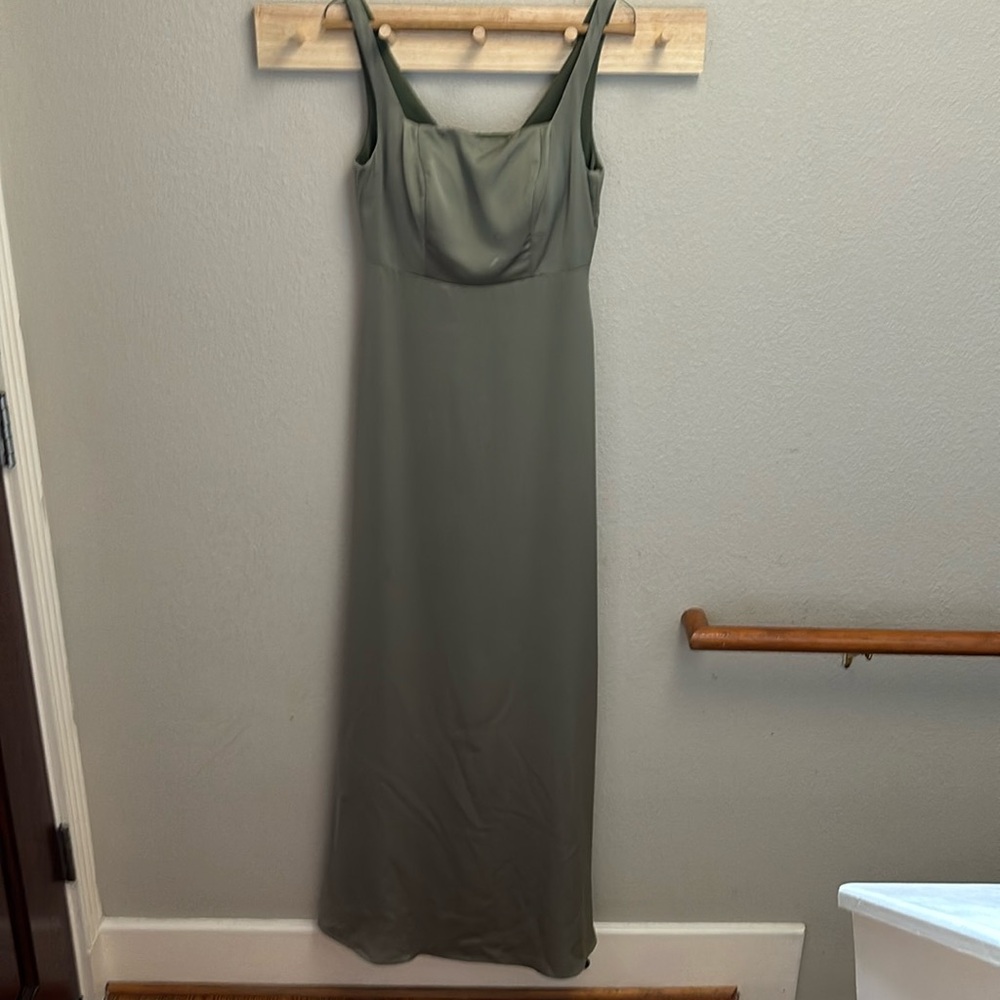 Stacees olive Sheath/Column Square Neckline Bridesmaid Dress
